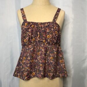 Pink Rose Women’s Spaghetti Straps Floral Top    Size S